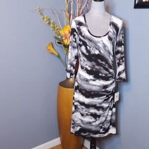 Calvin Klein Smoke Design Pattern Gray Black White Size 10 NWT
